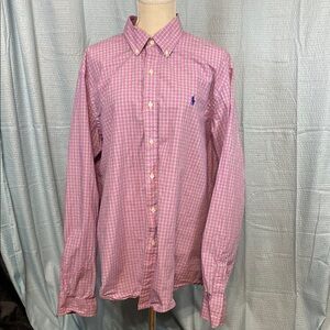Ralph‎ Lauren size XL Men's Pink Checkered Shirt Plaid preppy classic casual